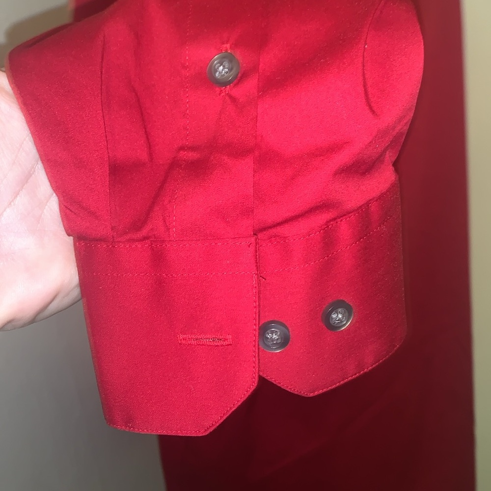 🎁Like New Alfani Regular Fit Men's Red L/S Dress shirt- Medium 15-15.5, 32-33 - Picture 13 of 16